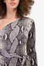 Diane Von Furstenberg Grey Snake Printed One Sleeve Dress Size 2