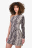 Diane Von Furstenberg Grey Snake Printed One Sleeve Dress Size 2