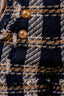 Balmain Navy Blue/Gold Houndstooth Wool High Waisted Shorts Size 36