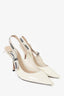 Christian Dior White Cream  J'ADIOR Slingback Pumps Size 37.5