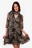 Diane Von Furstenberg Leopard Silk Dress with Scarf Size 6
