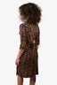 Diane Von Furstenberg Brown Printed Silk Wrap Dress Size 8