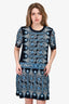 Sea New York Navy Blue Printed Short Sleeve Shift Dress Size 10