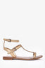 Prada Gold Metallic Leather T-Strap Sandals Size 38.5 (As Is)