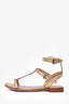 Prada Gold Metallic Leather T-Strap Sandals Size 38.5 (As Is)