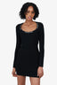 T by Alexander Wang Black Bodycon Logo Jacquard Trim Scoop Neck Dress Size XS
