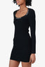 T by Alexander Wang Black Bodycon Logo Jacquard Trim Scoop Neck Dress Size XS