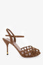 Gucci Brown Suede Studded Cage Sandal Heels Size 37
