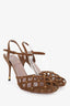 Gucci Brown Suede Studded Cage Sandal Heels Size 37