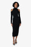 Balmain Black Wool Cold Shoulder Maxi Dress Size 34