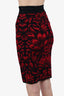Alexander McQueen Black/Red Floral Print Midi Skirt size X-Small