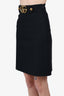 Gucci Black Wool/Silk GG Waistband Pencil Skirt size 36
