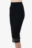 Victoria Beckham Black Zip-up Midi Skirt with Mesh Hem size 4