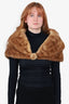 Vintage Brown Chinese Mink Fur Shawl Collar Stole Warp Size O/S