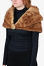 Vintage Brown Chinese Mink Fur Shawl Collar Stole Warp Size O/S