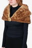 Vintage Brown Chinese Mink Fur Shawl Collar Stole Warp Size O/S