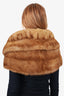 Vintage Brown Chinese Mink Fur Shawl Collar Stole Warp Size O/S