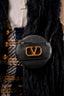 Valentino Black Leather Round V-Logo Crossbody Bag