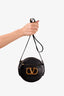 Valentino Black Leather Round V-Logo Crossbody Bag