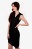 Helmut Lang Black V-Neck Dress with Beaded Shoulder Size 6