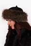 Vintage Black Suede/Brown Raccoon Fur Hat