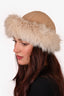 Vintage Beige Fox Fur/Fabric Hat