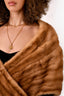 Vintage Brown Canadian Mink Fur Rectangular Stole Wrap Shawl