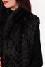 Vintage Dark Blue Opossum Fur Vest Size 8