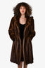 Vintage Black/Brown Canadian Demi Buff Mink Fur Coat with Hood Size 6-8