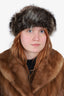 Vintage Brown Racoon Fur Headband Size 22.5"