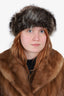 Vintage Brown Racoon Fur Headband Size 22.5"