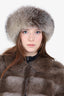 Vintage Indigo Fox Fur Headband Head Wrap Size 20"
