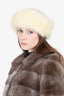 Vintage Ivory Fox Fur & Felt Hat Size 21