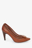 Louis Vuitton Brown Leather Heels with Wooden Detail Size 36.5