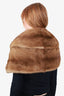 Vintage Brown Chinese Mink Fur Shawl Collar Stole Wrap