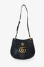 Gucci Black Leather GG Marmont Animalier Shoulder Bag