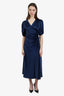 Diane von Furstenberg Navy S/S Wrap Dress Size M