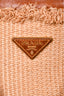 Prada Vintage Beige Raffia Leather Trimmed Tote with Strap