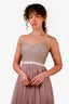 Needle & Thread Taupe Tulle Beaded Midi Dress Size 8