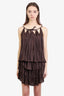 Barbara Bui Brown Pleated Tank Top with Mini Skirt Set Size S