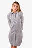 Sandro White/Navy Striped Open Back Shirt Dress Size 2