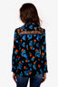 Maje Black/Blue Floral Lace Detail Blouse Size 2
