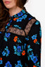 Maje Black/Blue Floral Lace Detail Blouse Size 2
