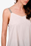 Fabiana Filippi White Silk Sleeveless Blouse with Beaded Strap Size S