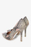 Salvatore Ferragamo Python Beaded Pointed Toe Heels size 6