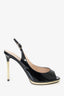 Valentino Black Patent Peep Toe Slingback Pumps sz 37