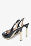 Valentino Black Patent Peep Toe Slingback Pumps sz 37