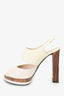 Pre-loved Chanel™ Cream Quilted Leather Wooden Heel Platform Sandals Size 36.5
