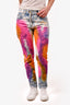 Versace Blue Mid Rise Painted Denim Jeans Size 25