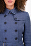 Burberry Brit Blue Cotton Double Breasted Short Trench Coat with Belt Size 4 US